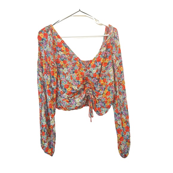 0192 H&M floral skirt top 2 piece outfit with high slit sz L - Picture 2 of 9